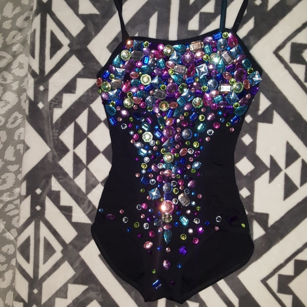 Hand crafted jewel rave bodysuit